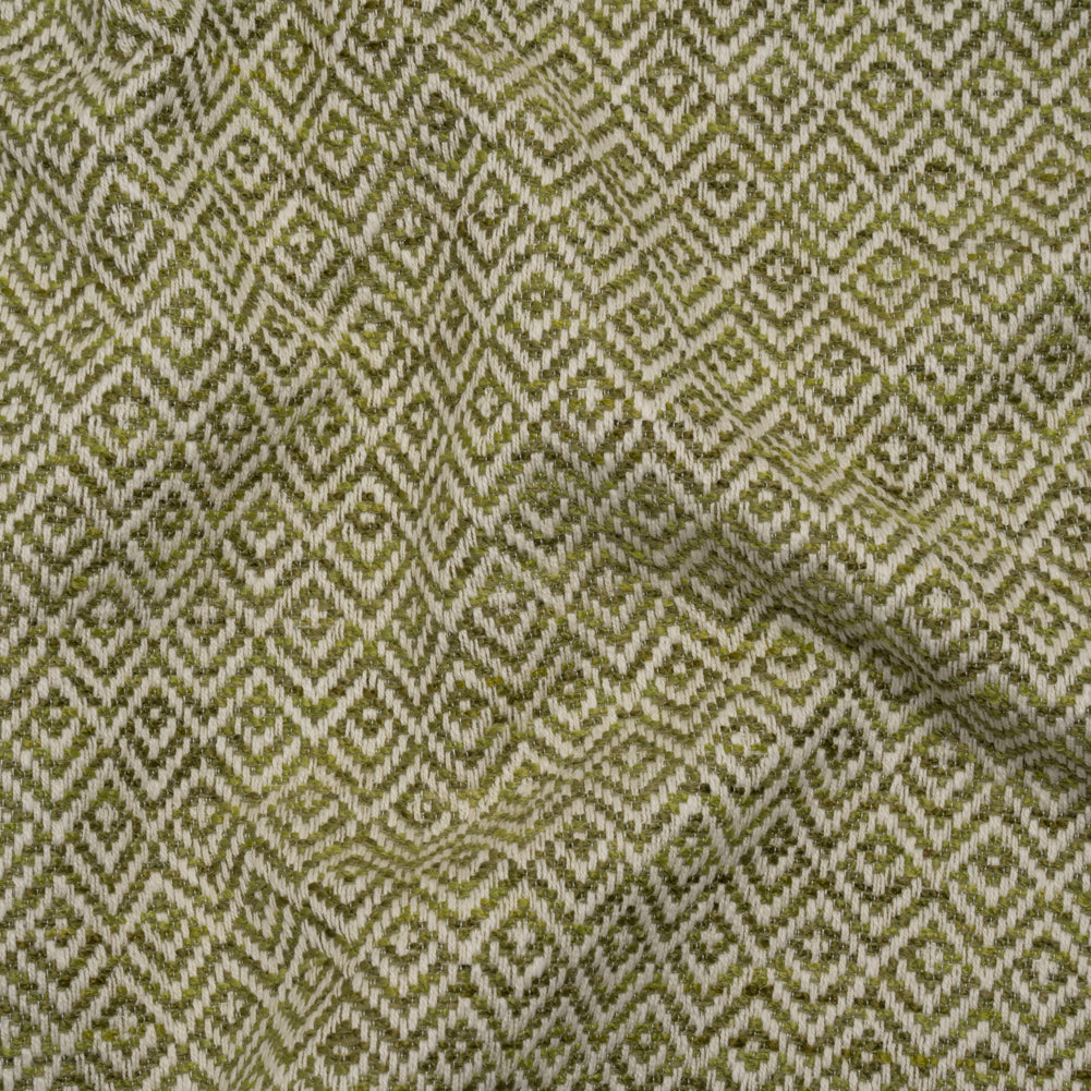 Boucle Drapery Twill - Olive Birdseye Diamonds - British Imported Boucle Drapery Twill - Olive Birdseye Diamonds - British Imported