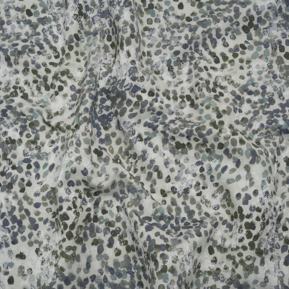 Drapery Jacquard Print - Denim Bouncing Spots - British Imported Drapery Jacquard Print - Denim Bouncing Spots - British Imported