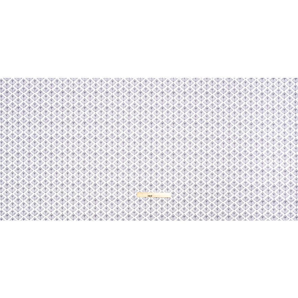 Cotton Canvas Print - French Navy Flowering Ferns - British Imported Full Cotton Canvas Print - French Navy Flowering Ferns - British Imported Full