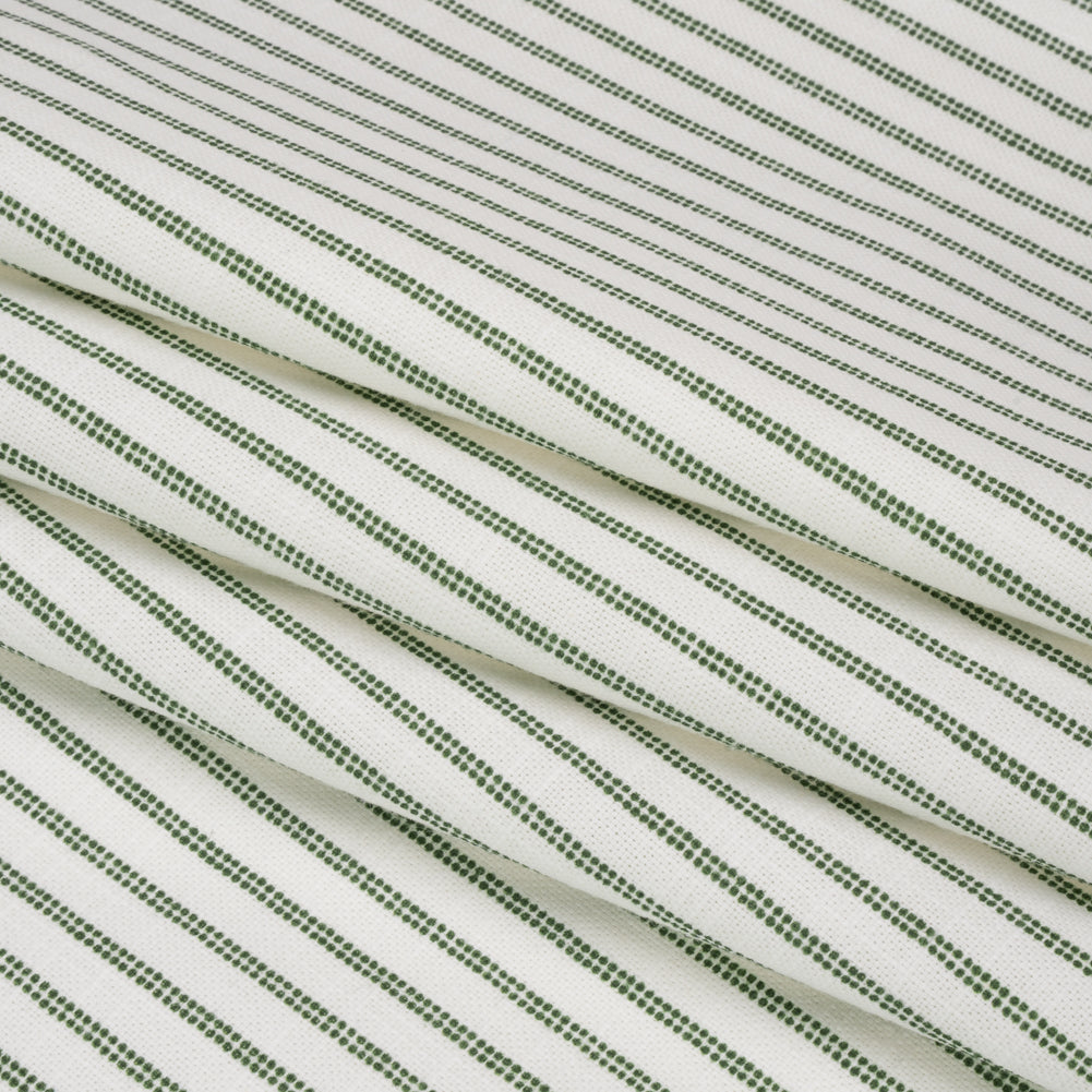 Slubbed Cotton Canvas Print - Bottle Green Candy Striped - British Imported Folded Slubbed Cotton Canvas Print - Bottle Green Candy Striped - British Imported Folded