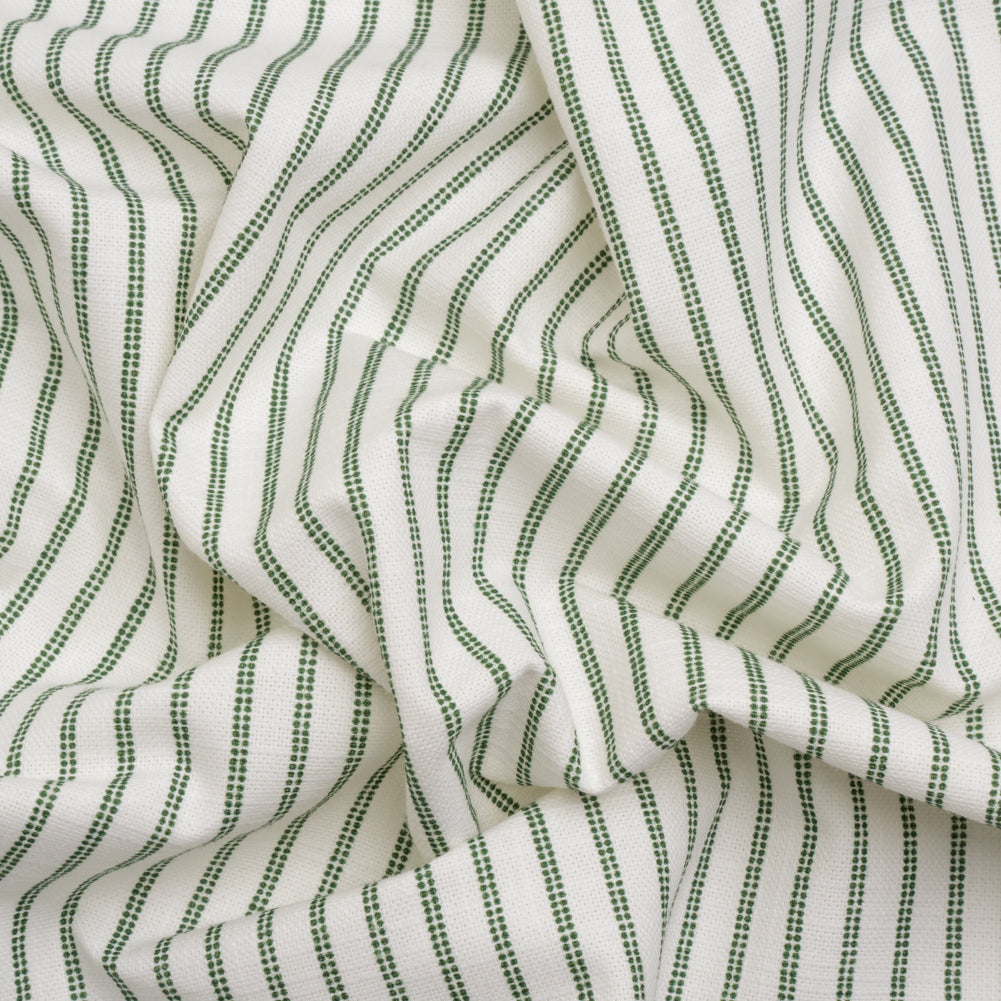 Slubbed Cotton Canvas Print - Bottle Green Candy Striped - British Imported Slubbed Cotton Canvas Print - Bottle Green Candy Striped - British Imported