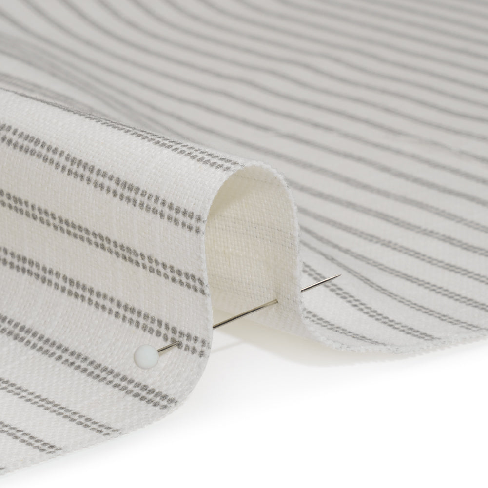 Slubbed Cotton Canvas Print - Steel Candy Striped - British Imported Detail Slubbed Cotton Canvas Print - Steel Candy Striped - British Imported Detail