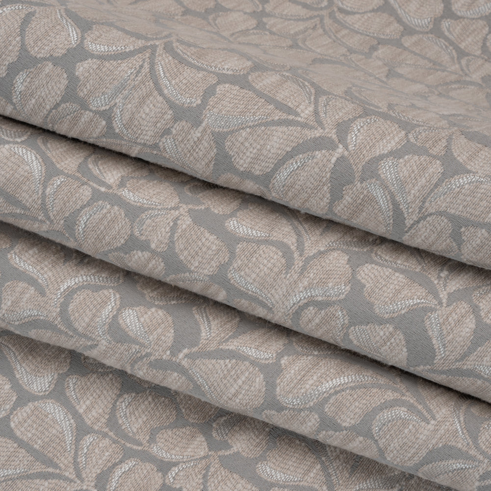 Drapery Jacquard - Almond All-Over Leaves - British Imported Folded Drapery Jacquard - Almond All-Over Leaves - British Imported Folded