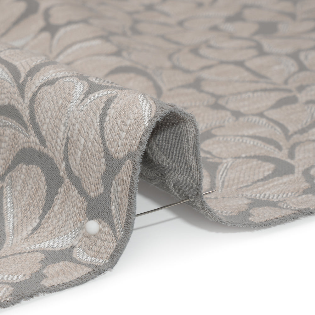 Drapery Jacquard - Almond All-Over Leaves - British Imported Detail Drapery Jacquard - Almond All-Over Leaves - British Imported Detail