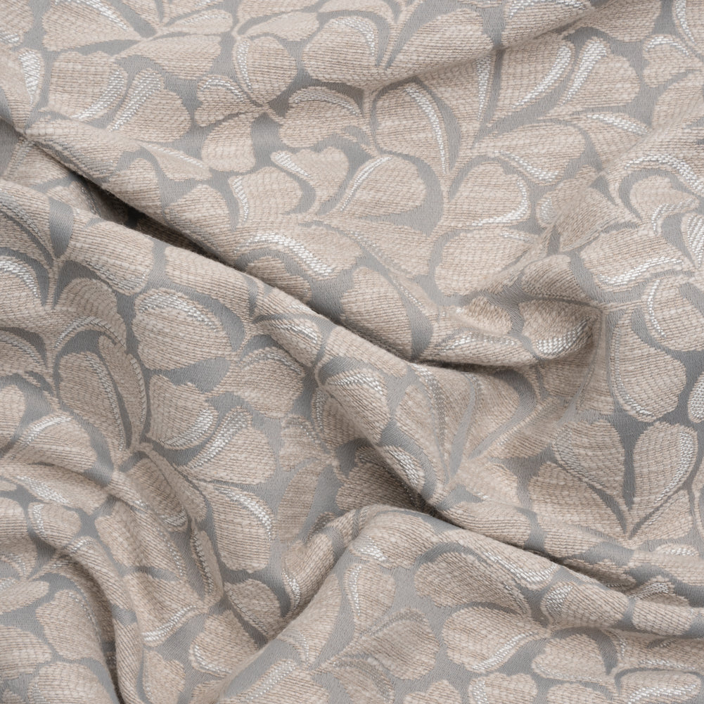 Drapery Jacquard - Almond All-Over Leaves - British Imported Drapery Jacquard - Almond All-Over Leaves - British Imported