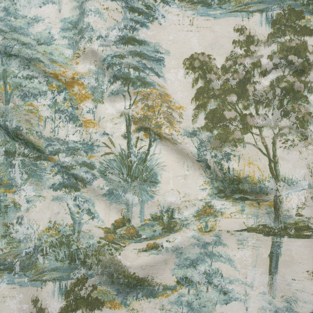 Drapery Jacquard Print - Jade Dreamy Trees - British Imported Drapery Jacquard Print - Jade Dreamy Trees - British Imported