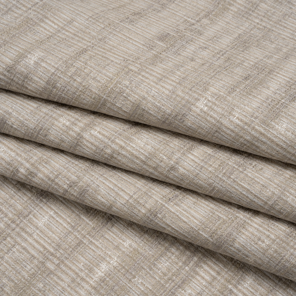 Textured Recycled Polyester Drapery Jacquard - Oyster Abstract - British Imported - Folded Textured Recycled Polyester Drapery Jacquard - Oyster Abstract - British Imported - Folded