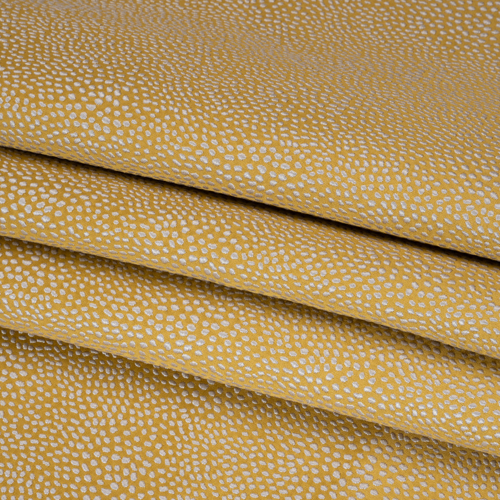 Recycled Polyester Jacquard - Buttercup Little All-Over Spots - British Imported Recycled Polyester Jacquard - Buttercup Little All-Over Spots - British Imported