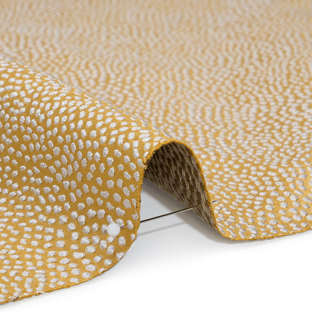 Recycled Polyester Jacquard - Buttercup Little All-Over Spots - British Imported Recycled Polyester Jacquard - Buttercup Little All-Over Spots - British Imported