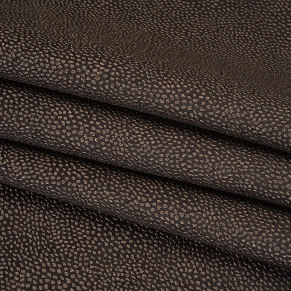 Recycled Polyester Jacquard - Chocolate Little All-Over Spots - British Imported - Folded Recycled Polyester Jacquard - Chocolate Little All-Over Spots - British Imported - Folded