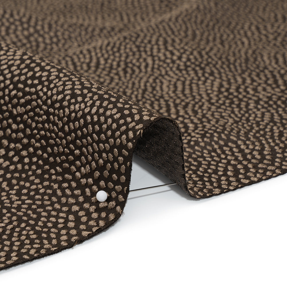 Recycled Polyester Jacquard - Chocolate Little All-Over Spots - British Imported - Detail Recycled Polyester Jacquard - Chocolate Little All-Over Spots - British Imported - Detail