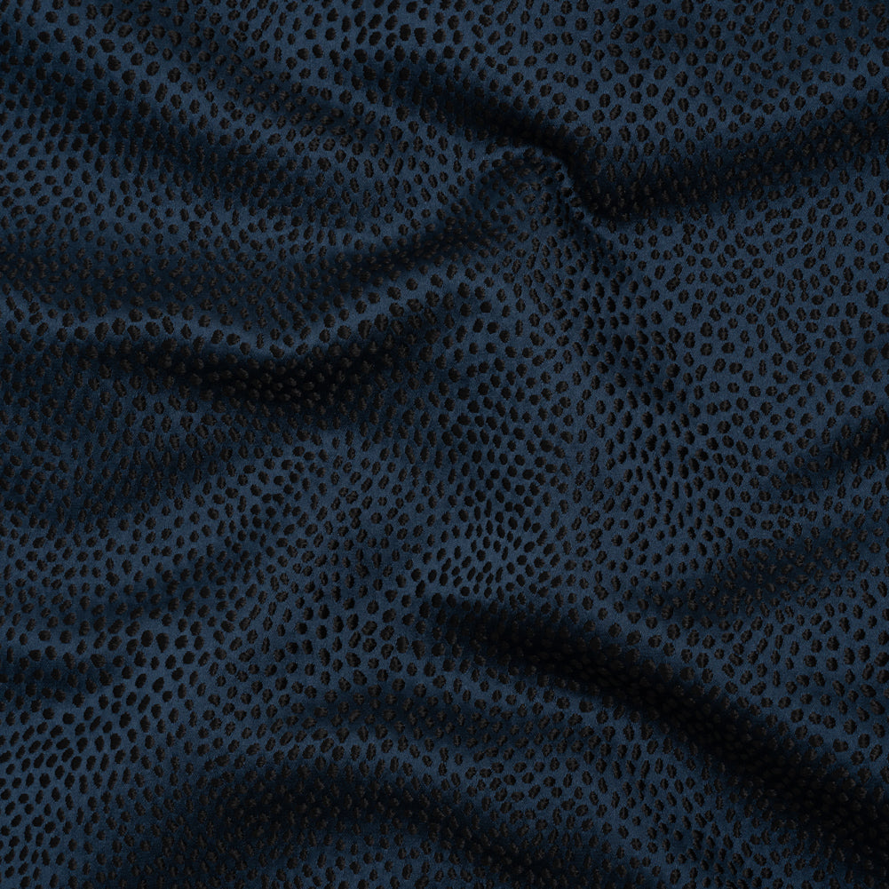 Recycled Polyester Jacquard - Midnight Little All-Over Spots - British Imported Recycled Polyester Jacquard - Midnight Little All-Over Spots - British Imported