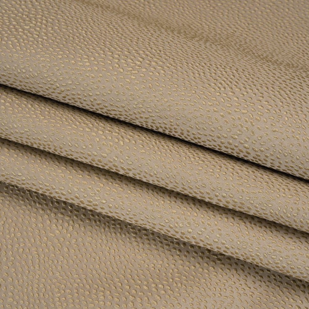 Recycled Polyester Jacquard - Taupe Little All-Over Spots - British Imported - Folded Recycled Polyester Jacquard - Taupe Little All-Over Spots - British Imported - Folded