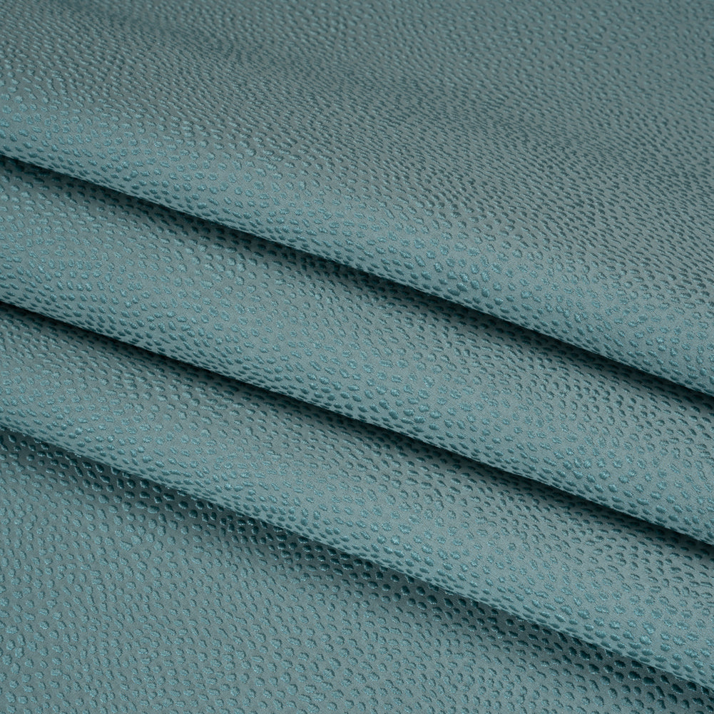Recycled Polyester Jacquard - Teal Little All-Over Spots - British Imported - Folded Recycled Polyester Jacquard - Teal Little All-Over Spots - British Imported - Folded