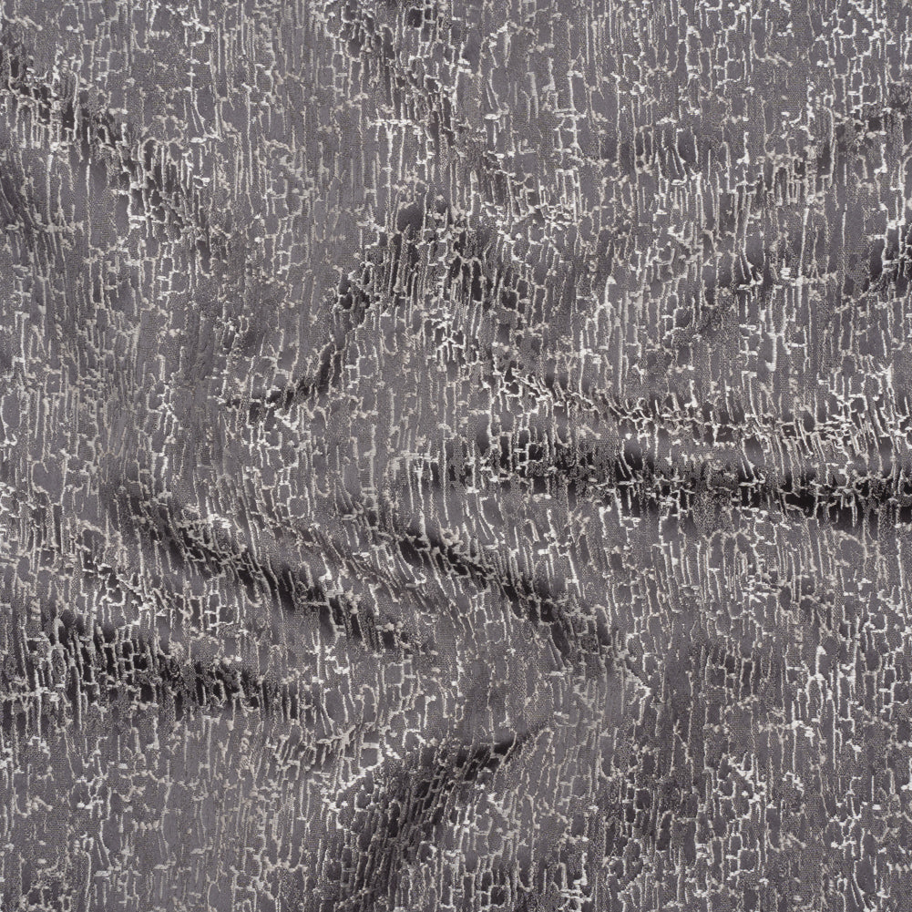 Satin-Face Jacquard - Graphite Crackle - British Imported Satin-Face Jacquard - Graphite Crackle - British Imported