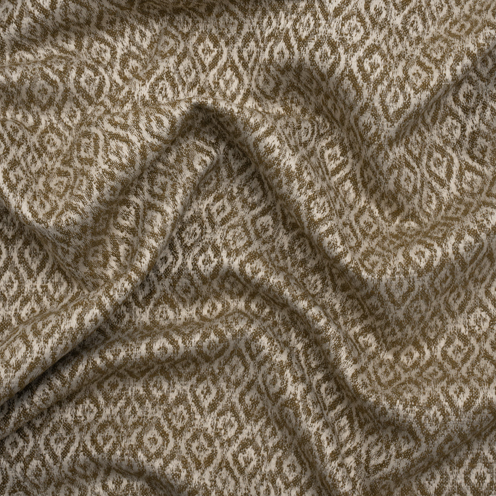 Recycled Polyester and Cotton Drapery Jacquard - Brass Diamond Ogees - British Imported Recycled Polyester and Cotton Drapery Jacquard - Brass Diamond Ogees - British Imported