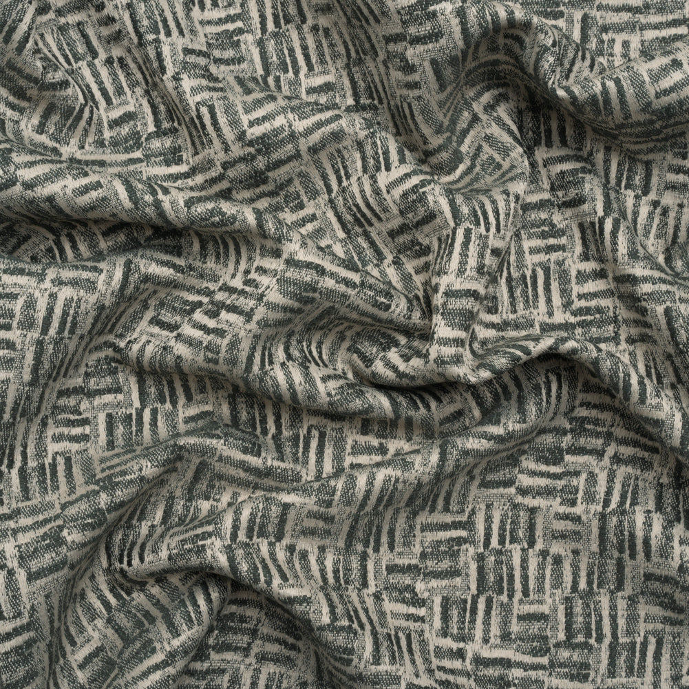 Recycled Polyester and Cotton Drapery Jacquard - Marine Little Lines - British Imported Recycled Polyester and Cotton Drapery Jacquard - Marine Little Lines - British Imported