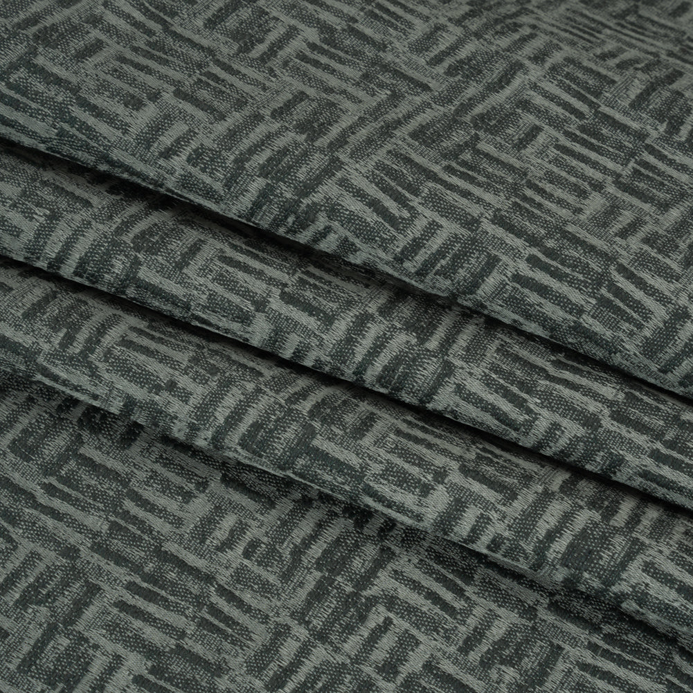Recycled Polyester and Cotton Drapery Jacquard - Ocean Little Lines - British Imported Folded Recycled Polyester and Cotton Drapery Jacquard - Ocean Little Lines - British Imported Folded