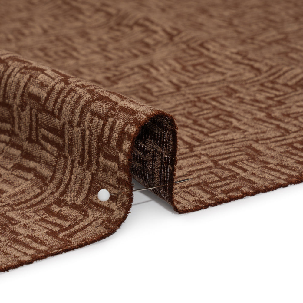 Recycled Polyester and Cotton Drapery Jacquard - Paprika Little Lines - British Imported Detail Recycled Polyester and Cotton Drapery Jacquard - Paprika Little Lines - British Imported Detail