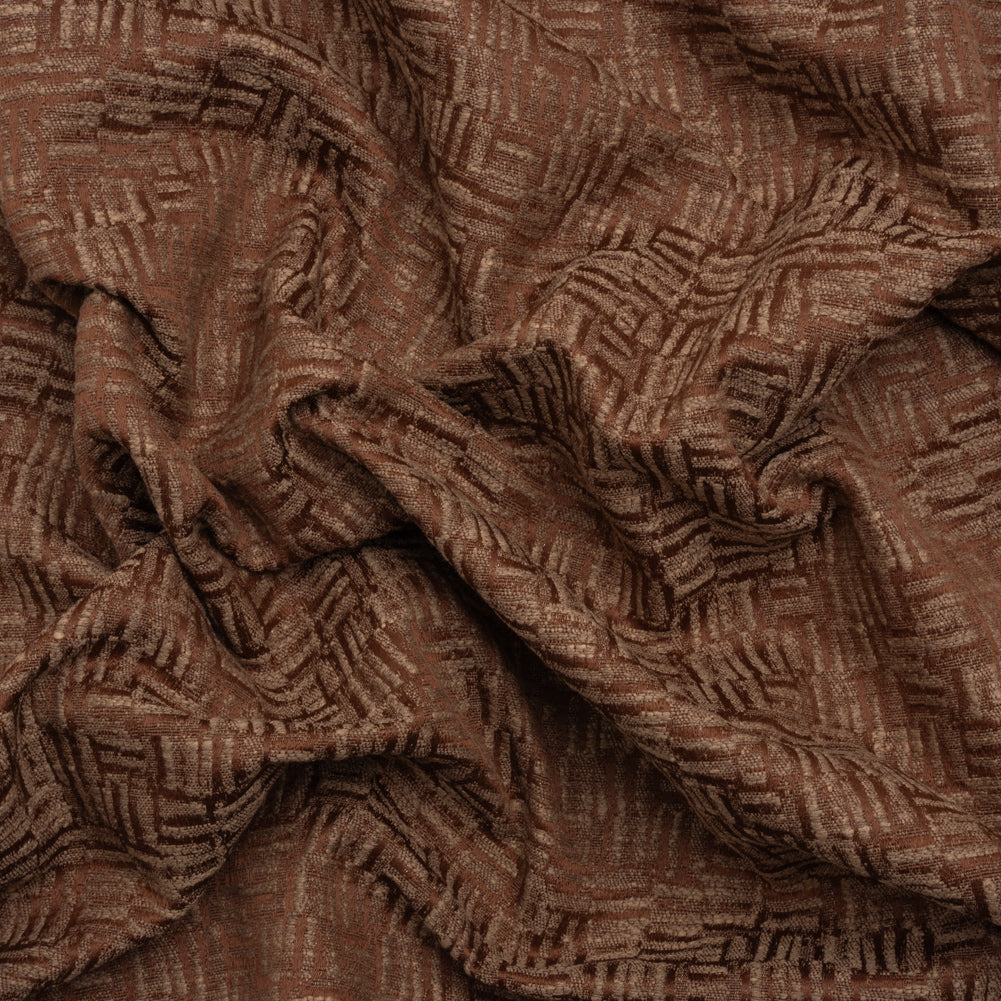 Recycled Polyester and Cotton Drapery Jacquard - Paprika Little Lines - British Imported Recycled Polyester and Cotton Drapery Jacquard - Paprika Little Lines - British Imported