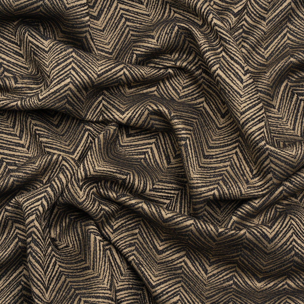 Herringbone Chevrons Recycled Polyester and Cotton Drapery Jacquard - Noir - British Imported Herringbone Chevrons Recycled Polyester and Cotton Drapery Jacquard - Noir - British Imported