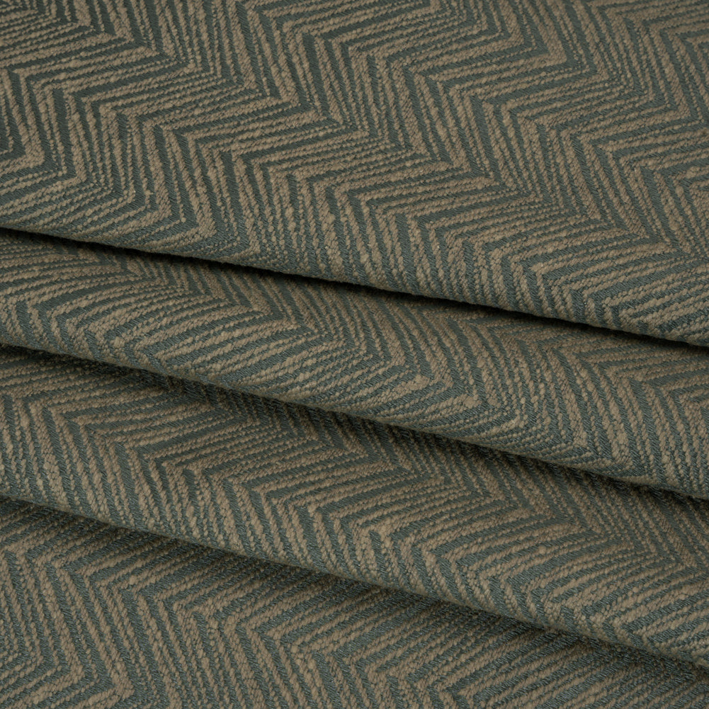 Herringbone Chevrons Recycled Polyester and Cotton Drapery Jacquard - Ocean - British Imported Folded Herringbone Chevrons Recycled Polyester and Cotton Drapery Jacquard - Ocean - British Imported Folded