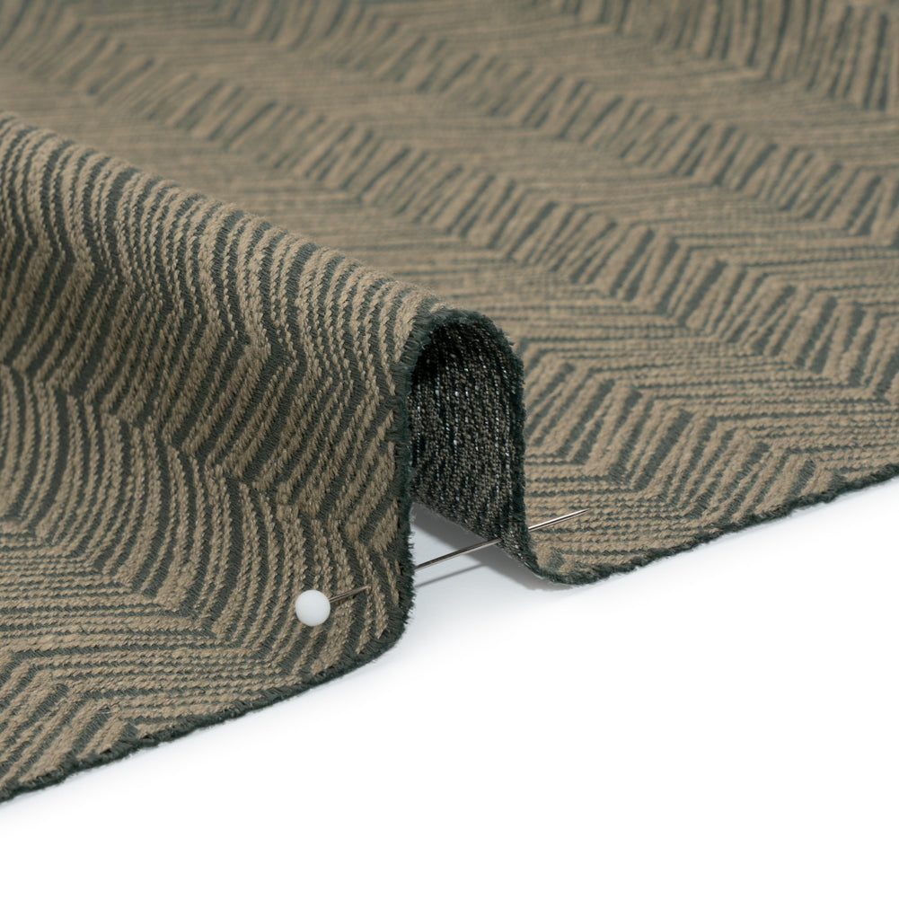 Herringbone Chevrons Recycled Polyester and Cotton Drapery Jacquard - Ocean - British Imported Detail Herringbone Chevrons Recycled Polyester and Cotton Drapery Jacquard - Ocean - British Imported Detail