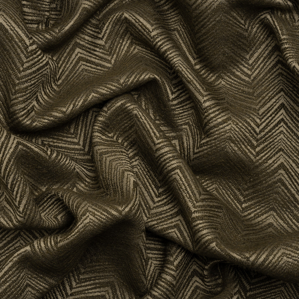 Herringbone Chevrons Recycled Polyester and Cotton Drapery Jacquard - Olive - British Imported Herringbone Chevrons Recycled Polyester and Cotton Drapery Jacquard - Olive - British Imported