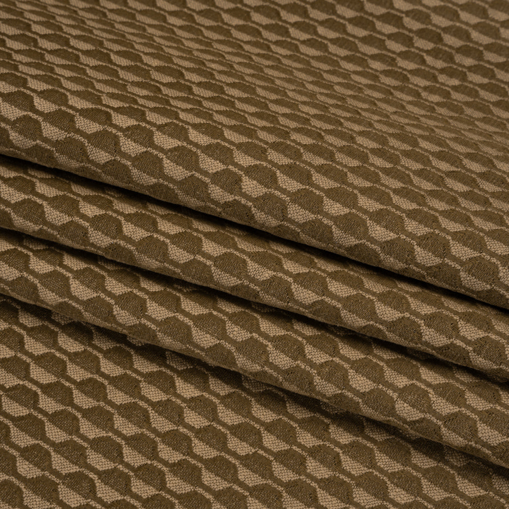 Honeycomb Stripes Recycled Polyester and Cotton Drapery Jacquard - Brass - British Imported Folded Honeycomb Stripes Recycled Polyester and Cotton Drapery Jacquard - Brass - British Imported Folded