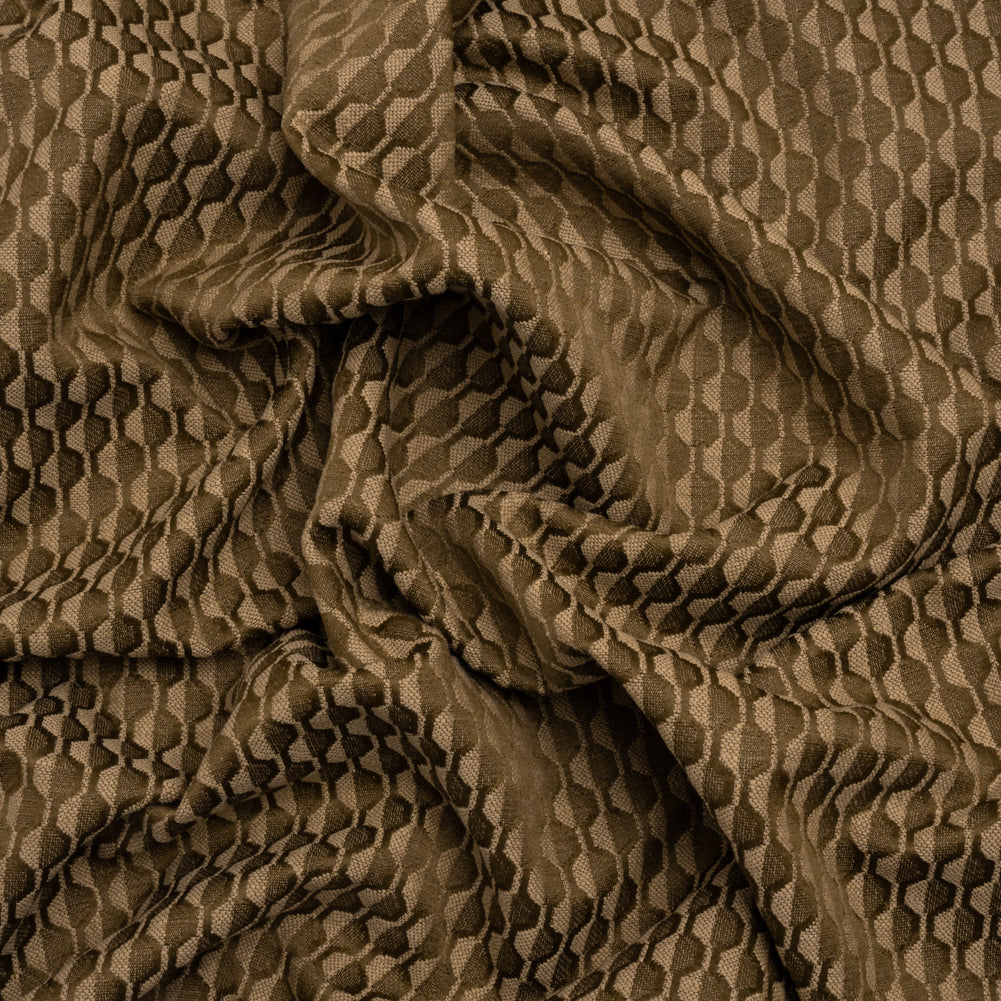 Honeycomb Stripes Recycled Polyester and Cotton Drapery Jacquard - Brass - British Imported Honeycomb Stripes Recycled Polyester and Cotton Drapery Jacquard - Brass - British Imported