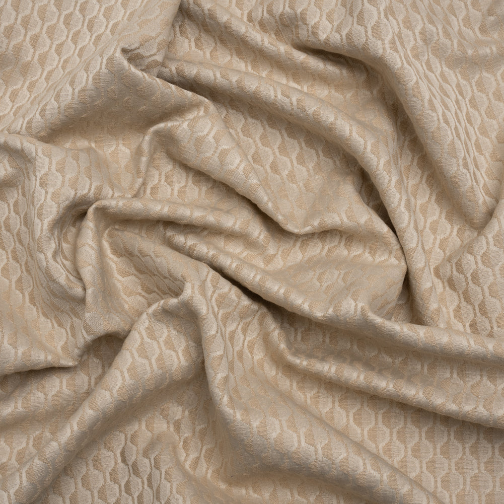 Honeycomb Stripes Recycled Polyester and Cotton Drapery Jacquard - Flax - British Imported Honeycomb Stripes Recycled Polyester and Cotton Drapery Jacquard - Flax - British Imported