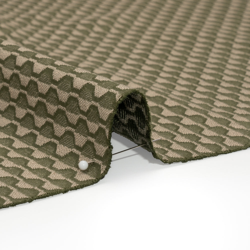 Honeycomb Stripes Recycled Polyester and Cotton Drapery Jacquard - Ivy - British Imported Detail Honeycomb Stripes Recycled Polyester and Cotton Drapery Jacquard - Ivy - British Imported Detail