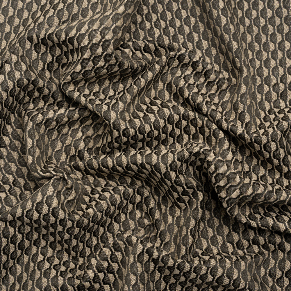 Honeycomb Stripes Recycled Polyester and Cotton Drapery Jacquard - Noir - British Imported Honeycomb Stripes Recycled Polyester and Cotton Drapery Jacquard - Noir - British Imported