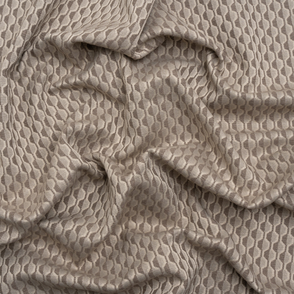 Honeycomb Stripes Recycled Polyester and Cotton Drapery Jacquard - Porcini - British Imported Honeycomb Stripes Recycled Polyester and Cotton Drapery Jacquard - Porcini - British Imported