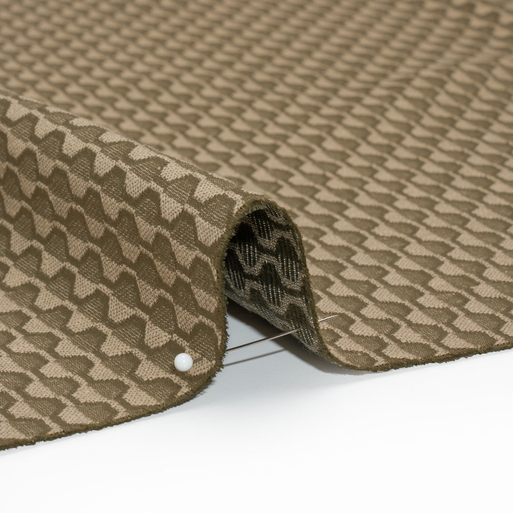 Honeycomb Stripes Recycled Polyester and Cotton Drapery Jacquard - Taupe - British Imported Detail Honeycomb Stripes Recycled Polyester and Cotton Drapery Jacquard - Taupe - British Imported Detail