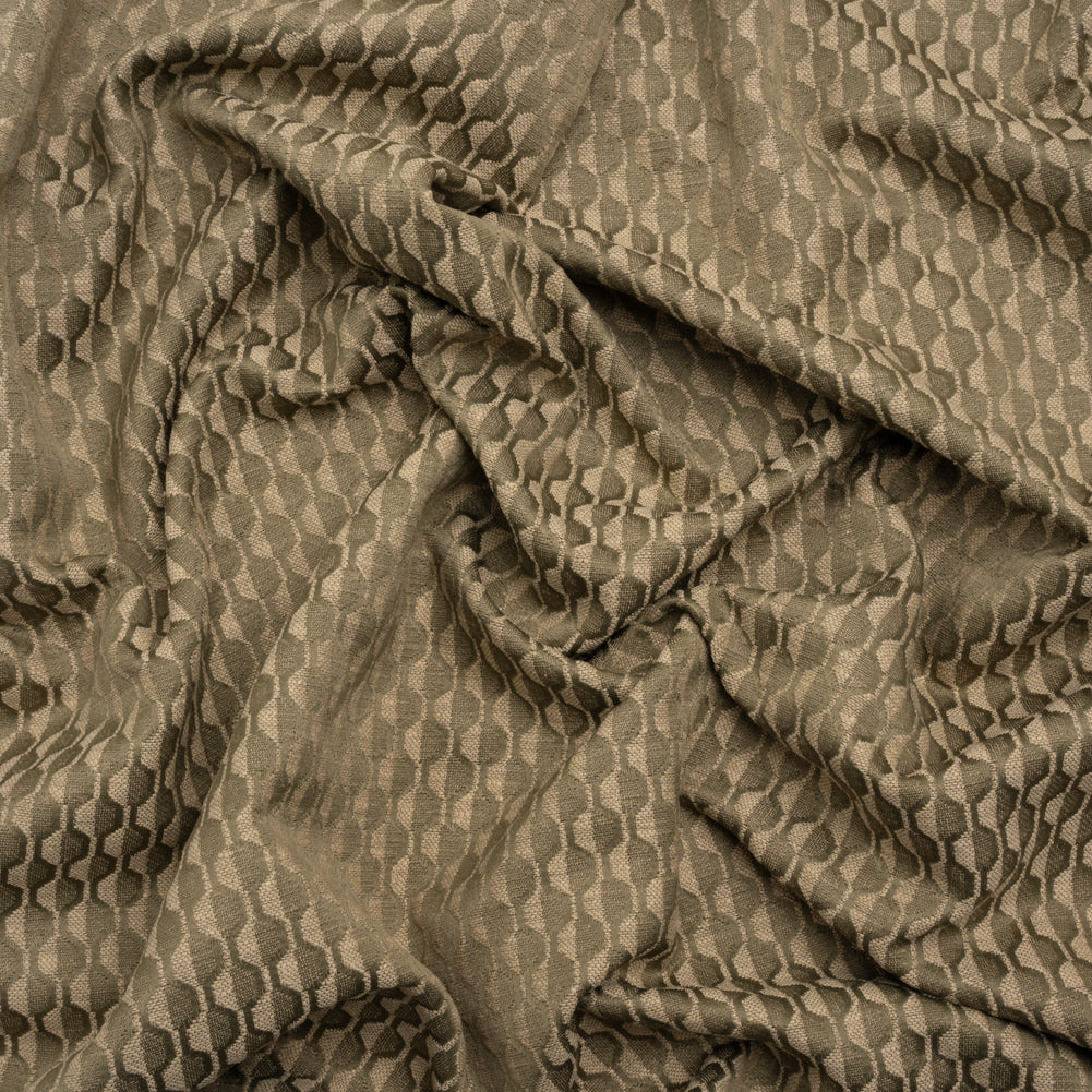 Honeycomb Stripes Recycled Polyester and Cotton Drapery Jacquard - Taupe - British Imported Honeycomb Stripes Recycled Polyester and Cotton Drapery Jacquard - Taupe - British Imported