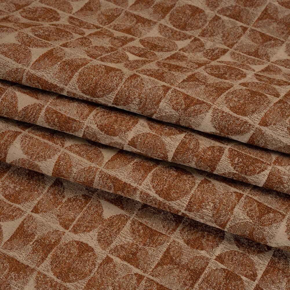 Circles and Slices Recycled Polyester and Cotton Drapery Jacquard - Ginger - British Imported Folded Circles and Slices Recycled Polyester and Cotton Drapery Jacquard - Ginger - British Imported Folded