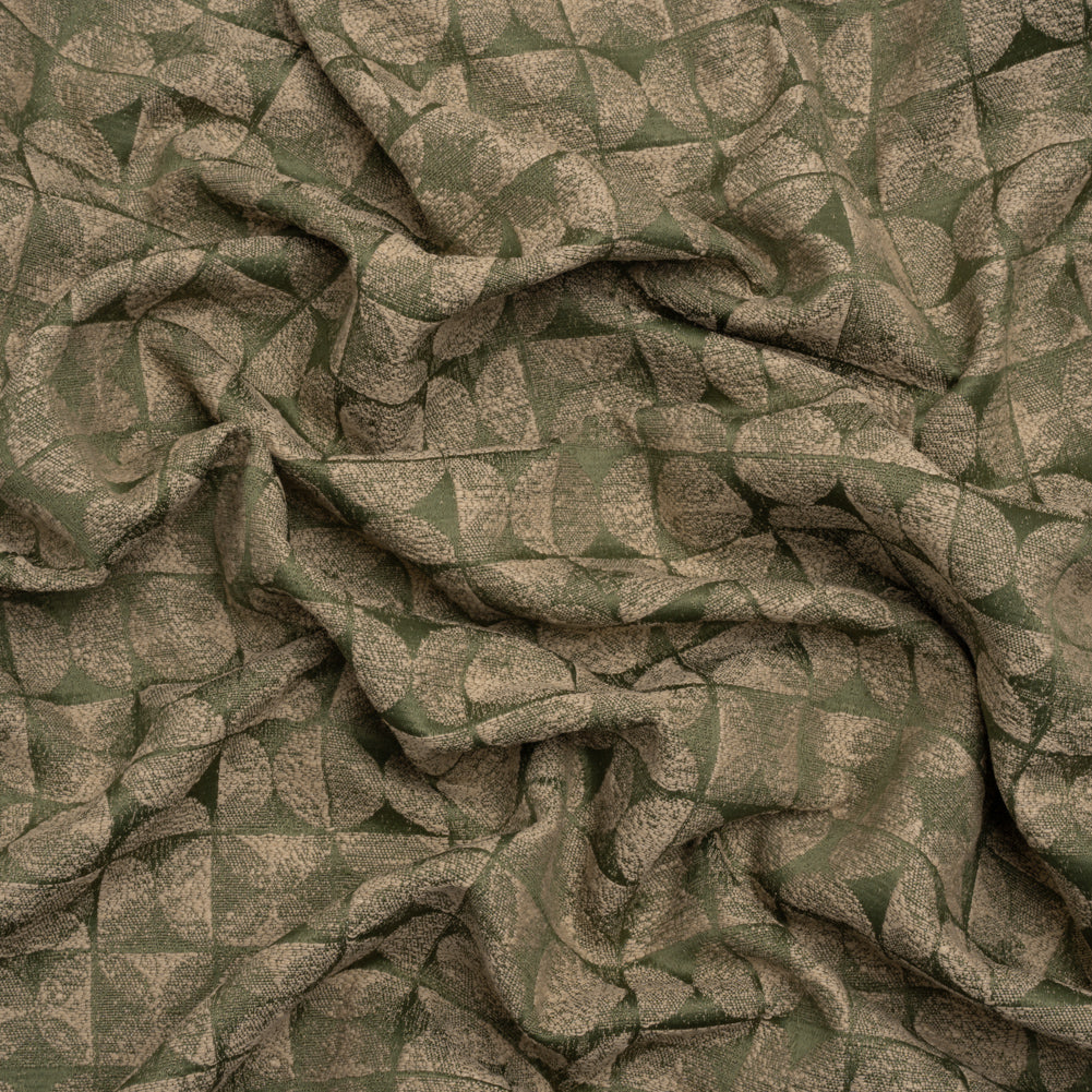 Circles and Slices Recycled Polyester and Cotton Drapery Jacquard - Ivy - British Imported Circles and Slices Recycled Polyester and Cotton Drapery Jacquard - Ivy - British Imported