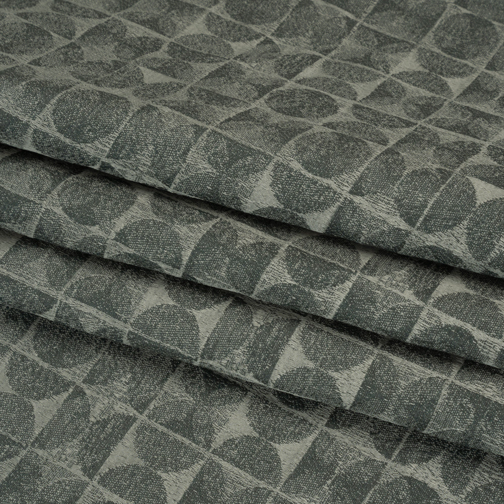 Circles and Slices Recycled Polyester and Cotton Drapery Jacquard - Ocean - British Imported Folded Circles and Slices Recycled Polyester and Cotton Drapery Jacquard - Ocean - British Imported Folded