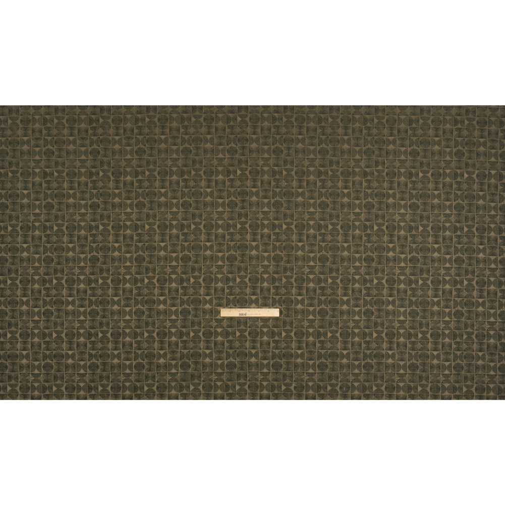 Circles and Slices Recycled Polyester and Cotton Drapery Jacquard - Olive - British Imported Full Circles and Slices Recycled Polyester and Cotton Drapery Jacquard - Olive - British Imported Full