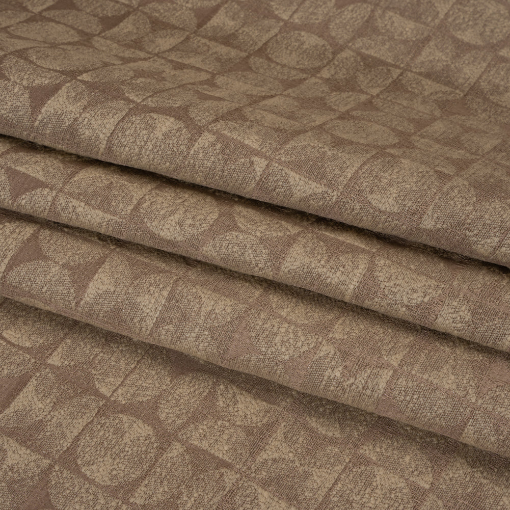 Circles and Slices Recycled Polyester and Cotton Drapery Jacquard - Rosewood - British Imported Folded Circles and Slices Recycled Polyester and Cotton Drapery Jacquard - Rosewood - British Imported Folded