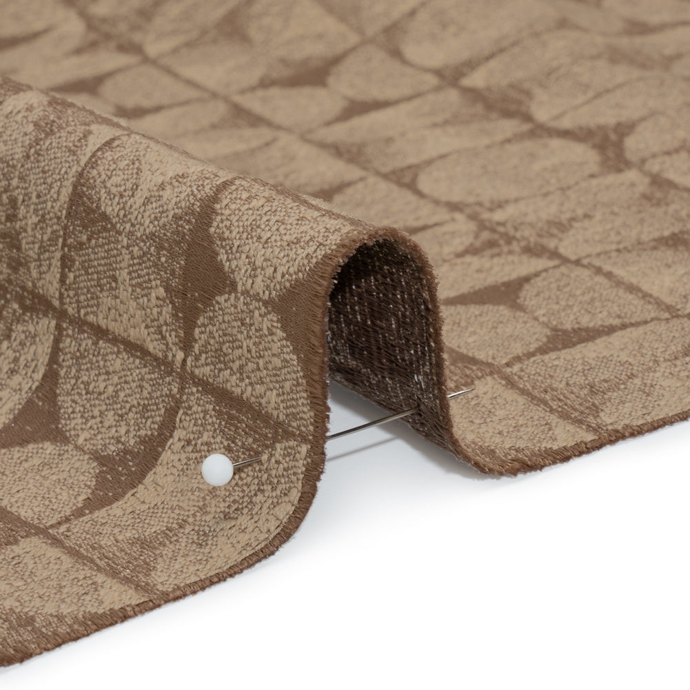 Circles and Slices Recycled Polyester and Cotton Drapery Jacquard - Rosewood - British Imported Detail Circles and Slices Recycled Polyester and Cotton Drapery Jacquard - Rosewood - British Imported Detail