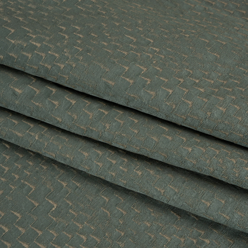 Stairstep Zig Zags Recycled Polyester and Cotton Drapery Jacquard - Ocean - British Imported Folded Stairstep Zig Zags Recycled Polyester and Cotton Drapery Jacquard - Ocean - British Imported Folded