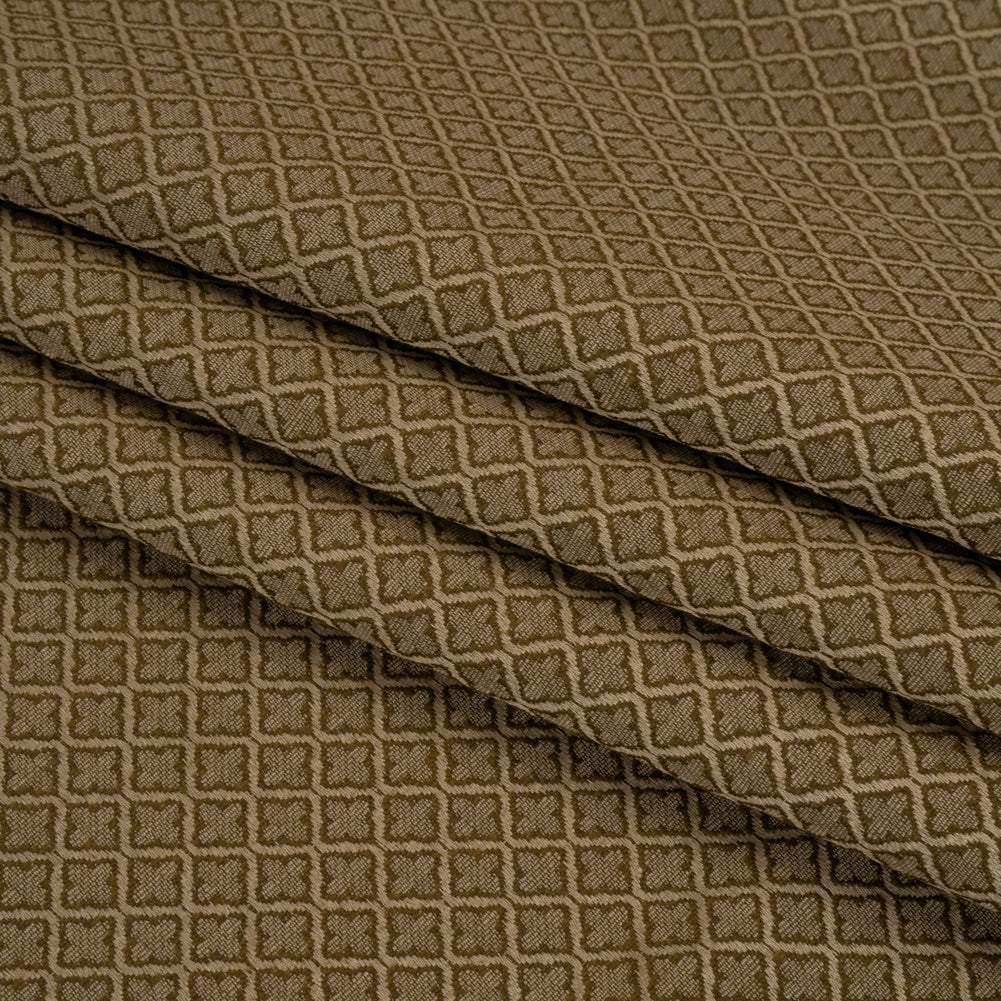 Diamond Tiles Recycled Polyester and Cotton Drapery Jacquard - Brass - British Imported Folded Diamond Tiles Recycled Polyester and Cotton Drapery Jacquard - Brass - British Imported Folded
