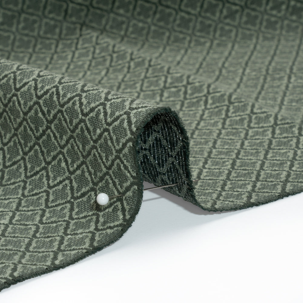 Diamond Tiles Recycled Polyester and Cotton Drapery Jacquard - Teal - British Imported Detail Diamond Tiles Recycled Polyester and Cotton Drapery Jacquard - Teal - British Imported Detail