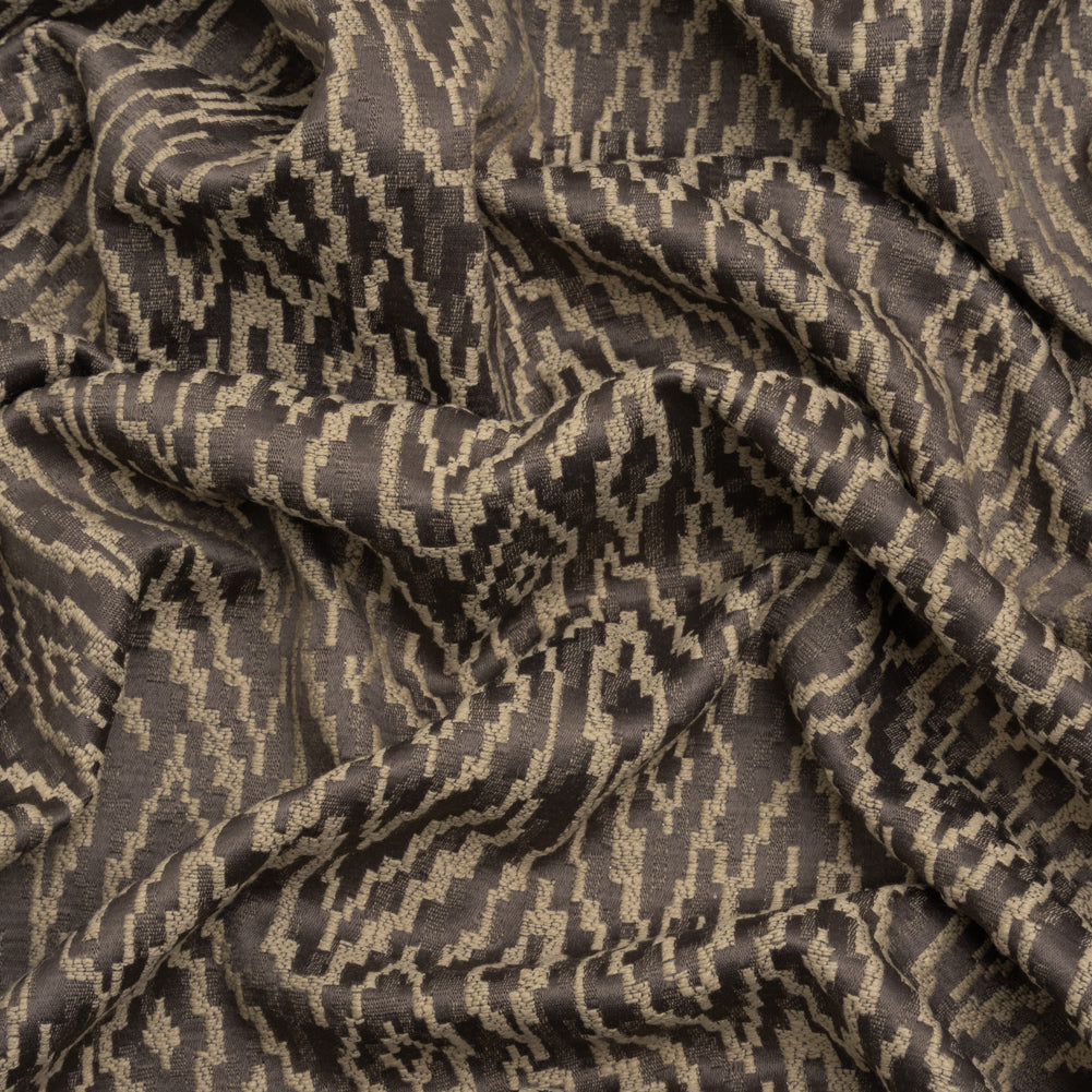 Geometric Recycled Polyester and Cotton Drapery Jacquard - Flint - British Imported Geometric Recycled Polyester and Cotton Drapery Jacquard - Flint - British Imported