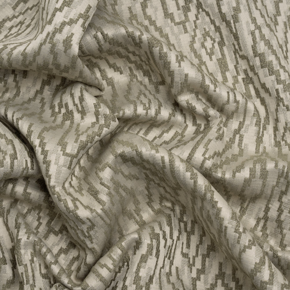 Geometric Recycled Polyester and Cotton Drapery Jacquard - Limestone - British Imported Geometric Recycled Polyester and Cotton Drapery Jacquard - Limestone - British Imported