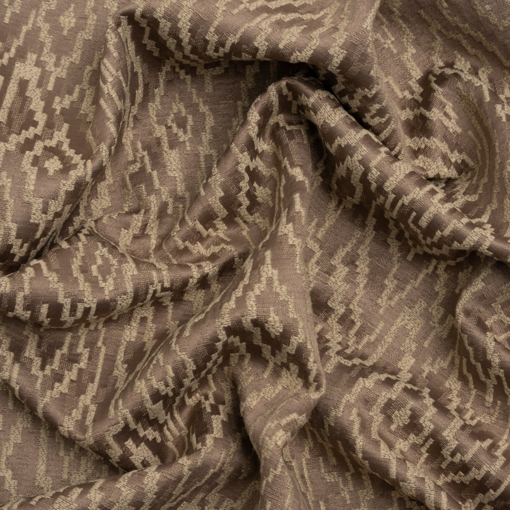 Geometric Recycled Polyester and Cotton Drapery Jacquard - Rosewood - British Imported Geometric Recycled Polyester and Cotton Drapery Jacquard - Rosewood - British Imported