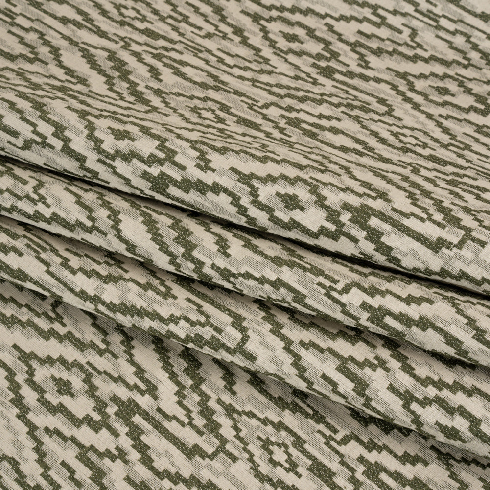 Geometric Recycled Polyester and Cotton Drapery Jacquard - Spruce - British Imported Folded Geometric Recycled Polyester and Cotton Drapery Jacquard - Spruce - British Imported Folded
