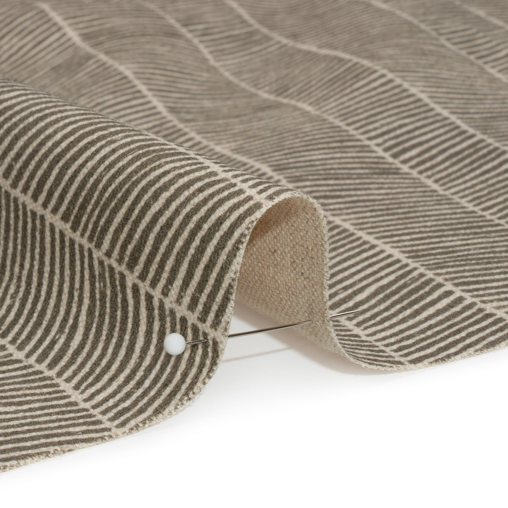 Brushed Cotton and Linen Canvas - Truffle Painterly Herringbone - British Imported Detail Brushed Cotton and Linen Canvas - Truffle Painterly Herringbone - British Imported Detail